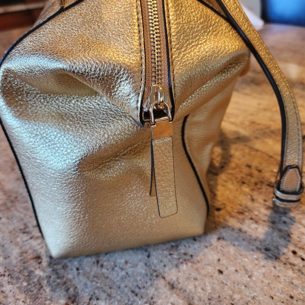 Michael Kors Gold Satchel Bowling Bag style w crossbody strap - Picture 9 of 16